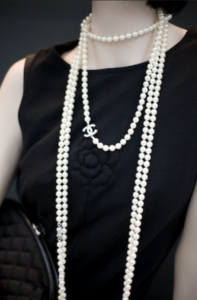 Chanel long pearl necklace