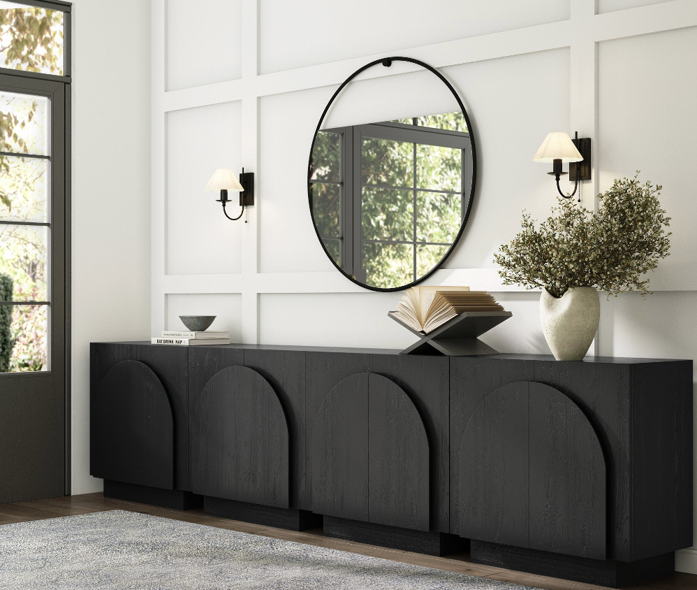 Nathan James Large Mid-Century Credenza Console Table Black for an elegant home