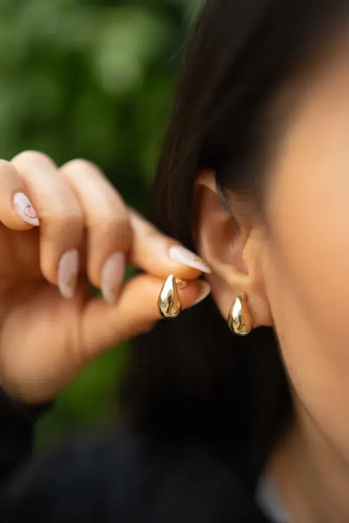 SansarandCo 18K Solid Yellow Gold Waterdrop Earrings 2