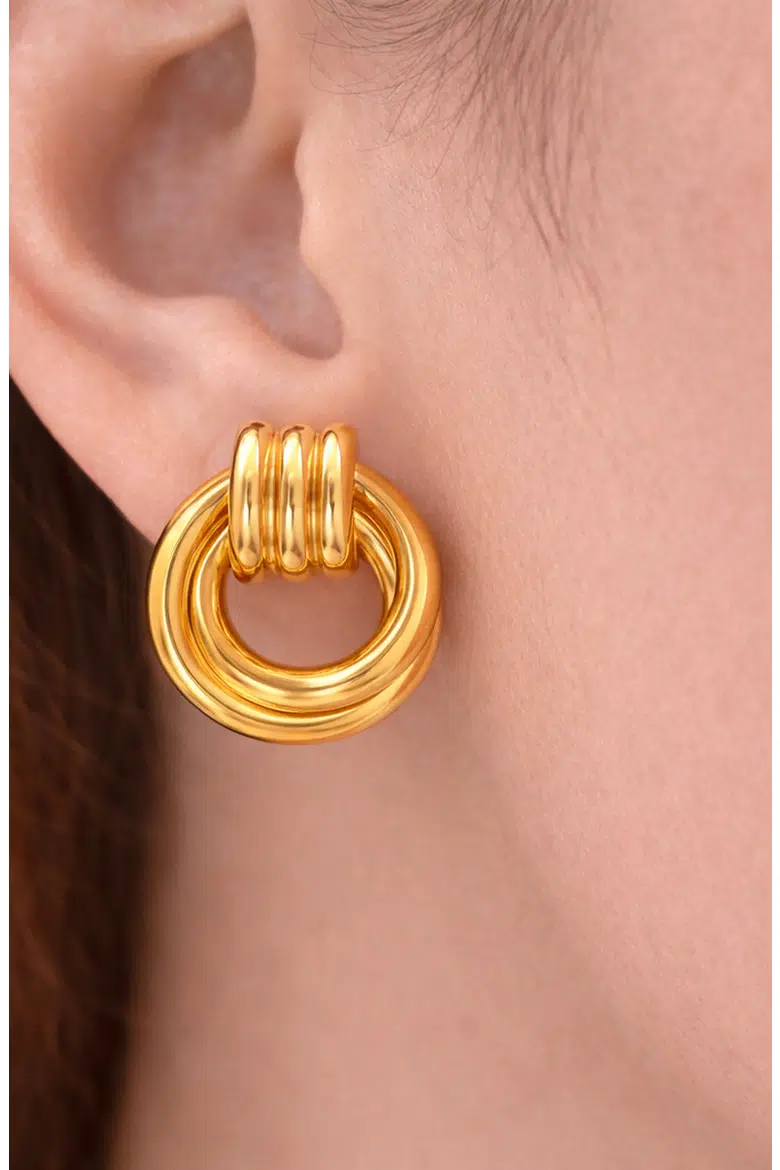Sculptural Knot Drop Earrings Stainless Steel Kellery