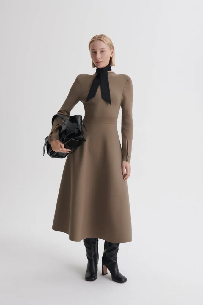 Scanlan Theodore Crepe Knit Wrap Back Dress