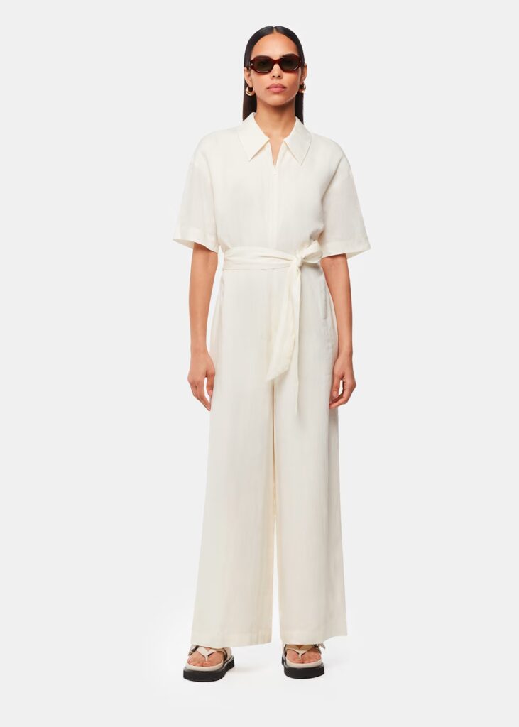 Whistles Ivory Giulia Linen Mix Jumpsuit chelsea fashion