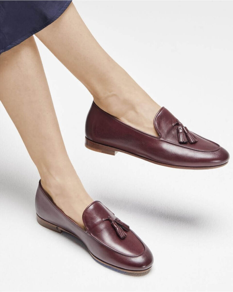 In Corio CHLOÉ Bordeaux leather - Leather sole CHLOÉ tassel loafer for women