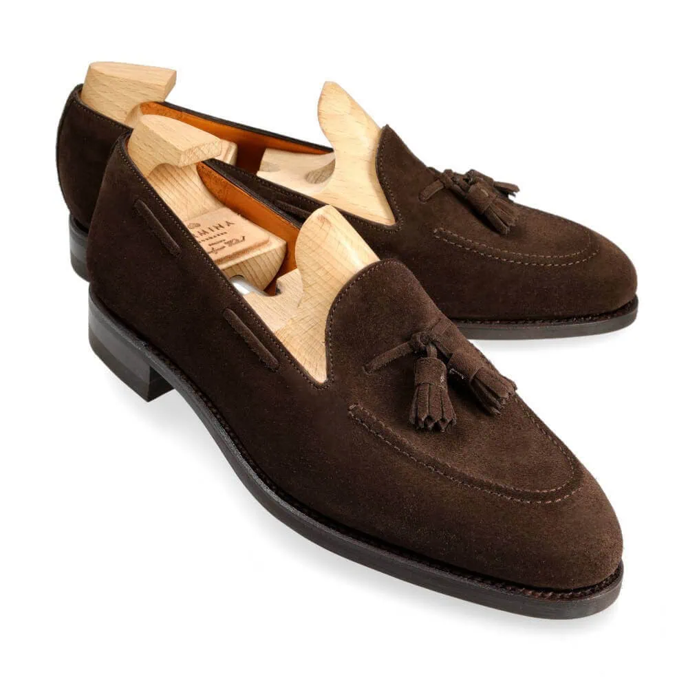 Luxury loafer brand Carmina Womens Tassel Loafers in Brown suede