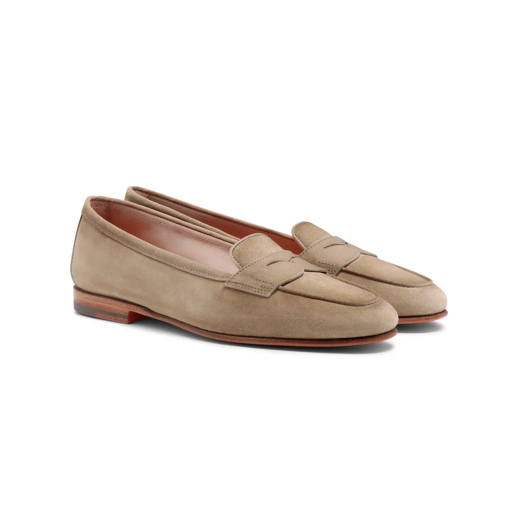 Santoni Women's beige suede Carla loafer