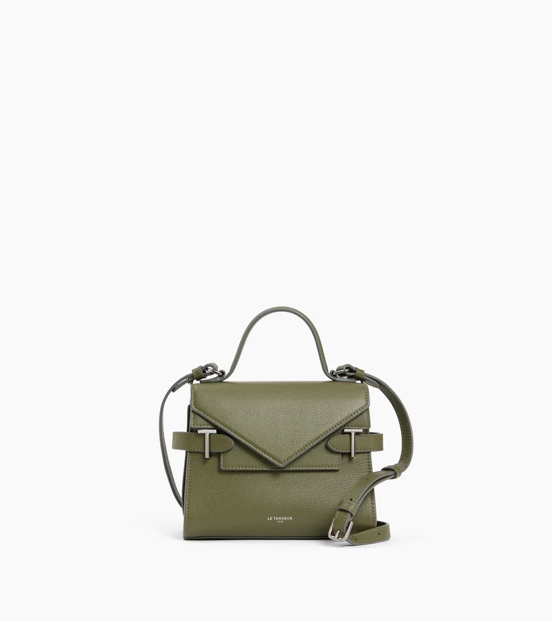 Le Tanneur France Emilie  small double flap handbag in grained leather