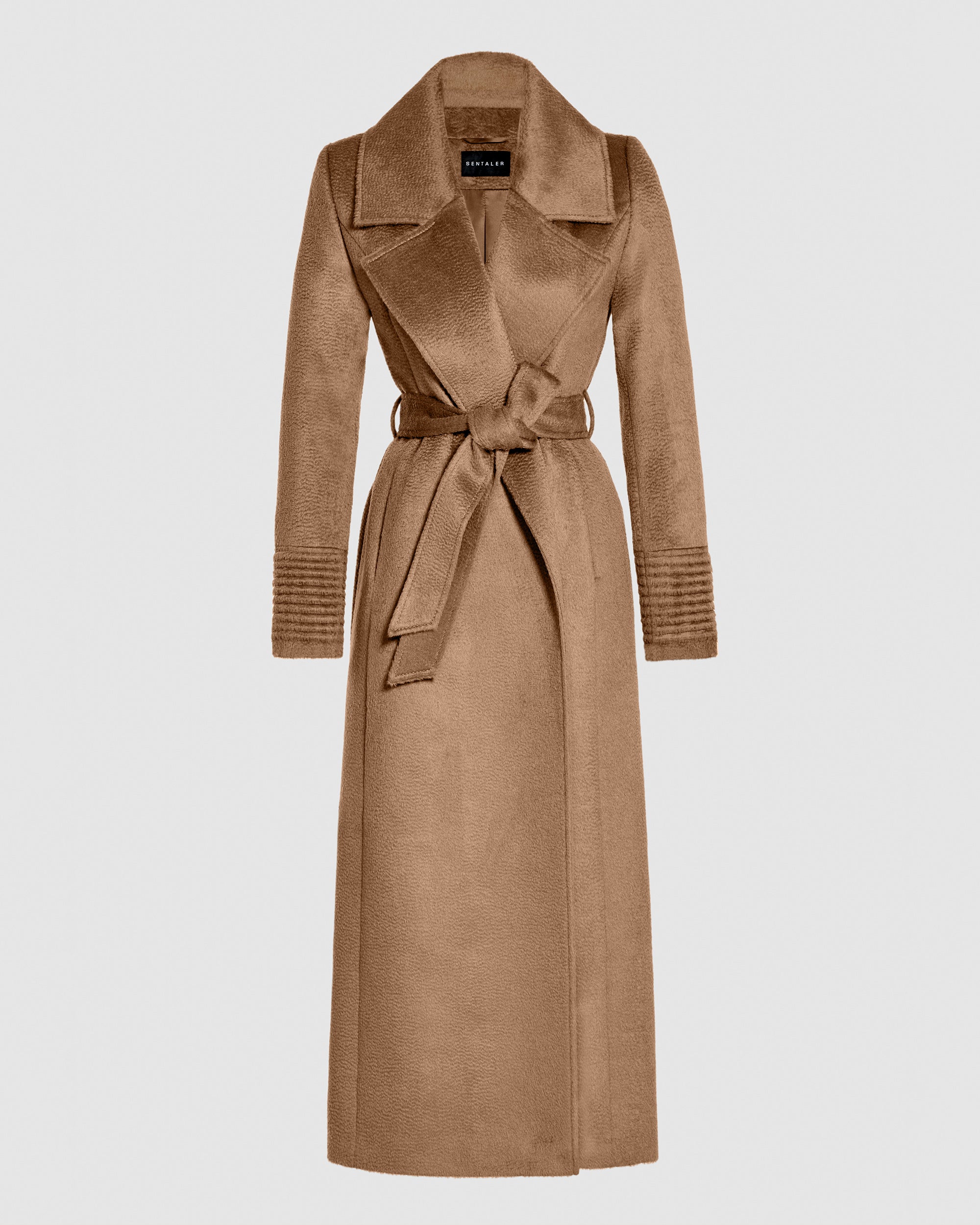Sentaler Baby Alpaca Long Large Notched Collar Wrap Coat