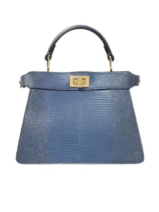 Fendi Peekaboo ISeeU Petite Light indigo lizard leather bag