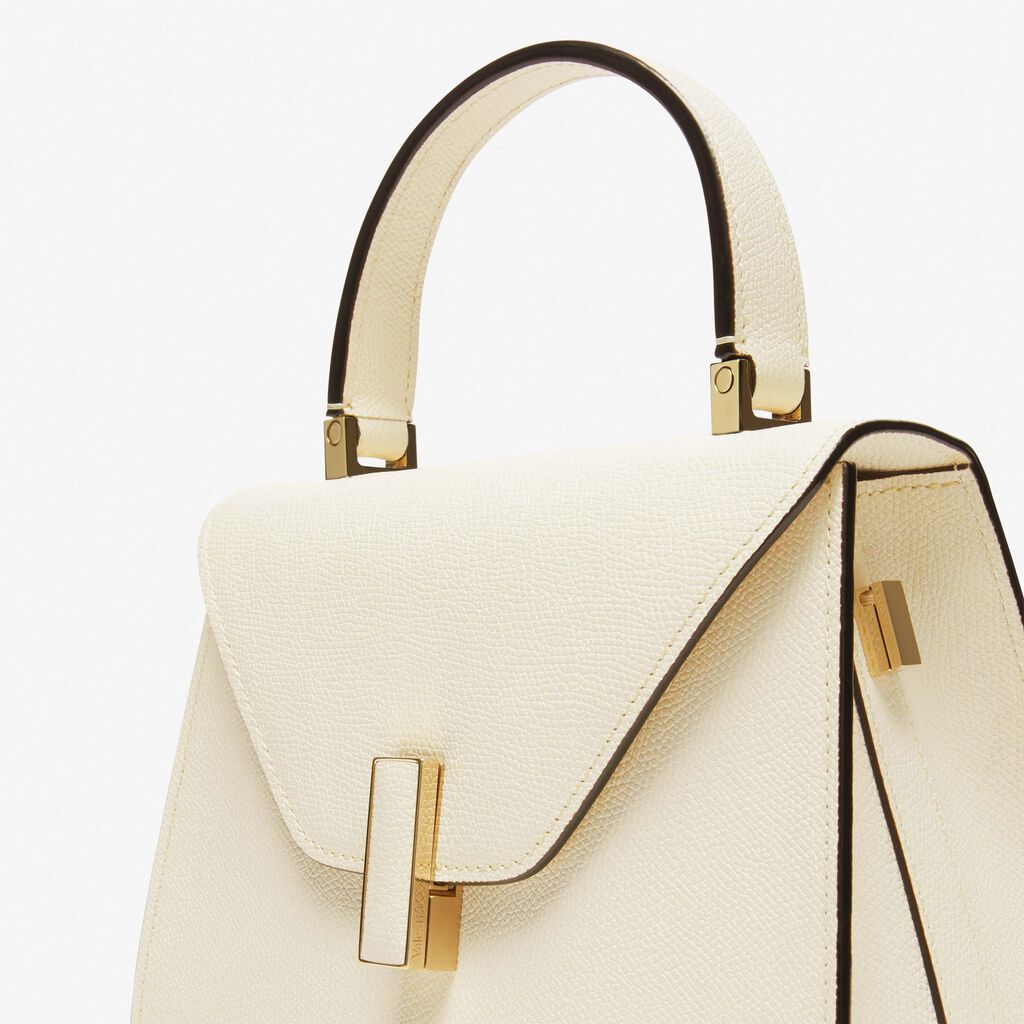Iside White Leather Mini top handle bag by Valextra