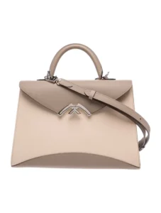Moynat Leather Gabrielle Petal bag in Taupe