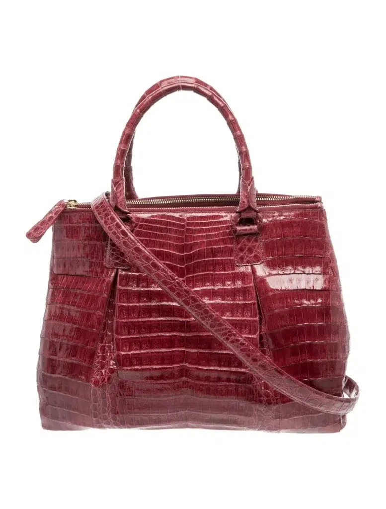 Nancy Gonzalez Crocodile Top Handle Bag Burgundy Handle Bag Photo from TheRealReal