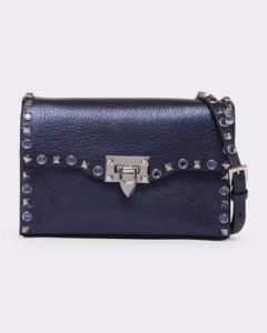 Valentino Garavani Small Rockstud & Rhinestone Metallic Leather Crossbody Bag