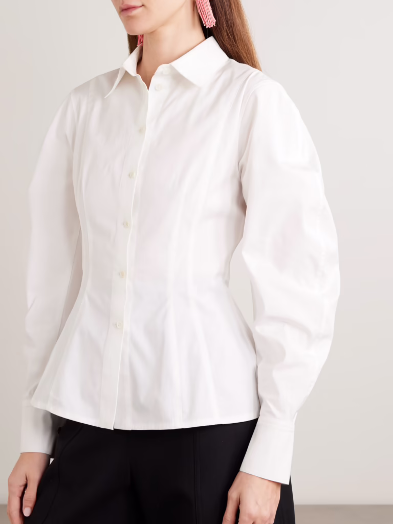 Carolina Herrera Arc cotton blend poplin shirt