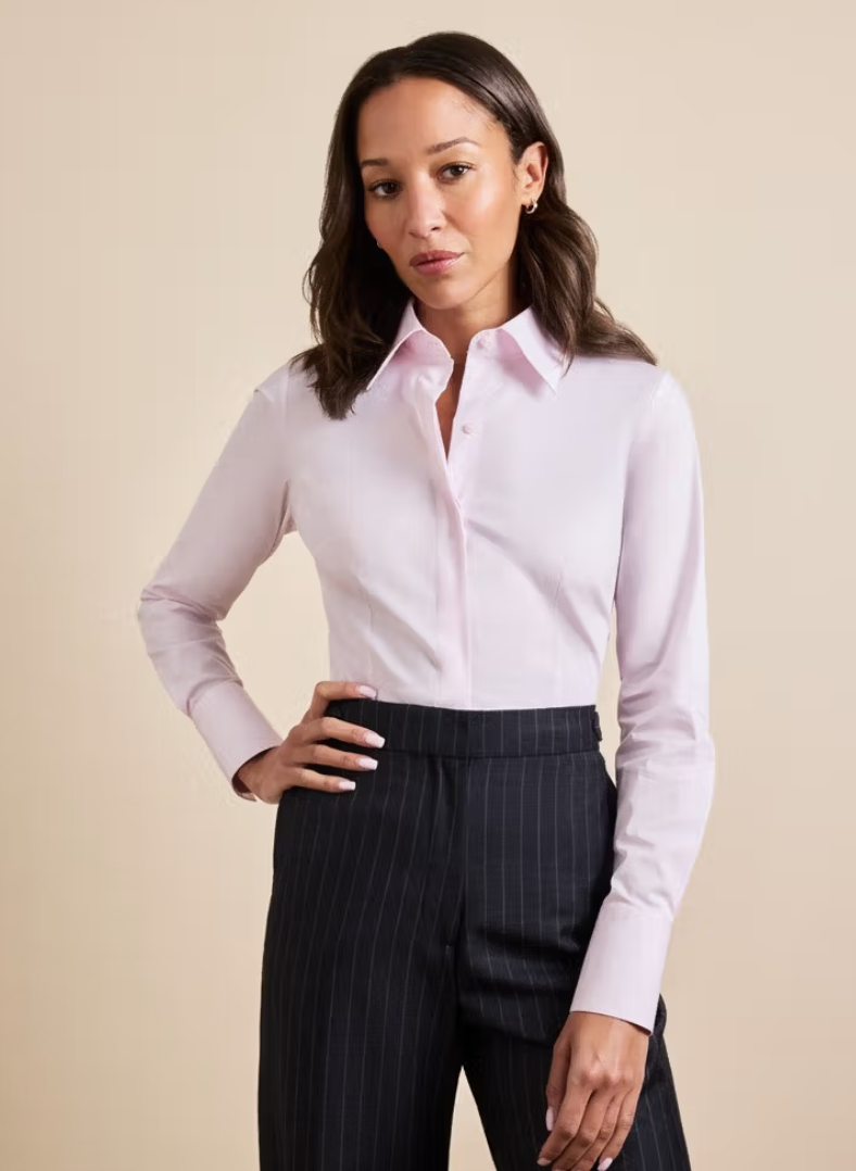 Hawes and Curtis Cotton Stretch Fitted Pink Shirt Women