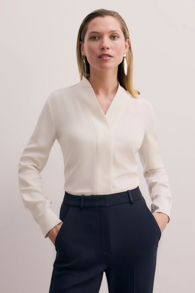 The Fold London Bowery Stretch Silk Blouse Women