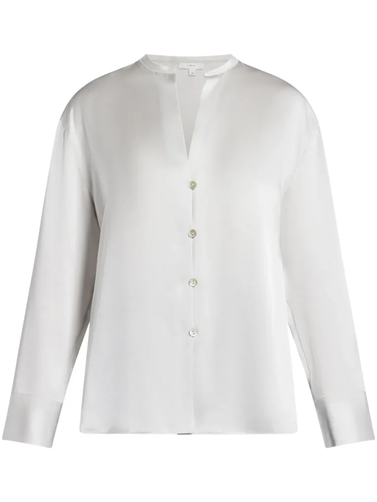Vince band collar silk blouse