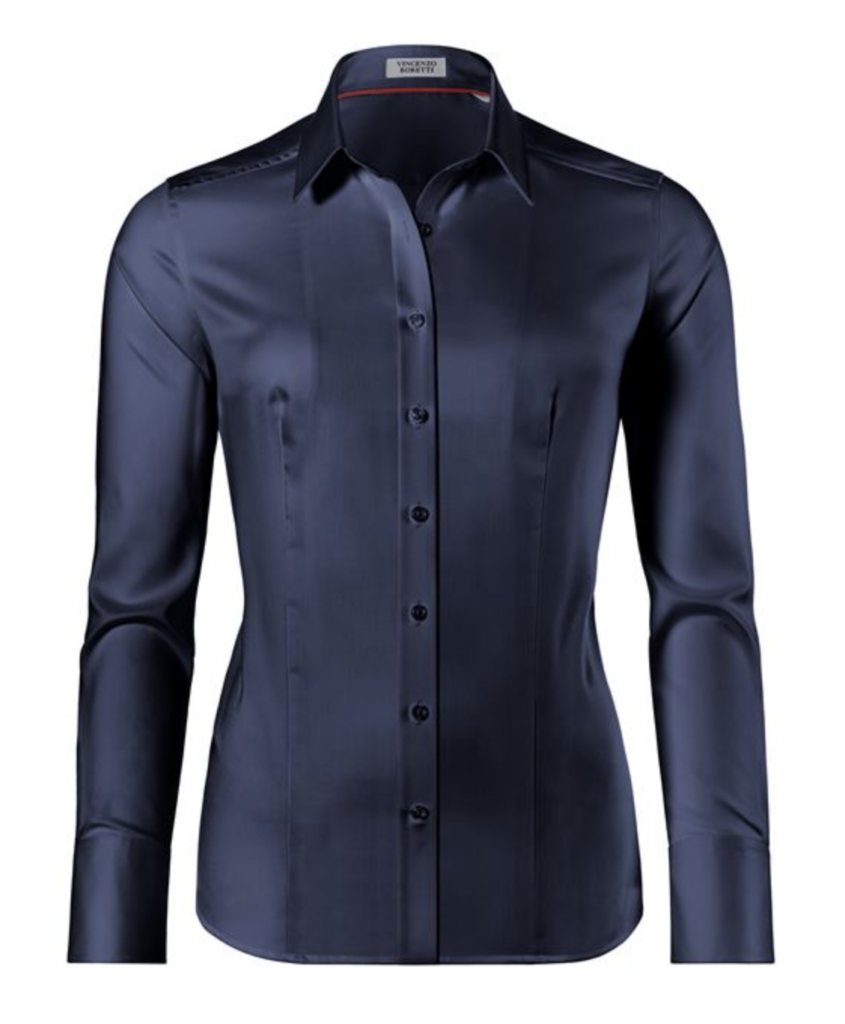 Vincenzo Boretti Blouse Modern Slightly Fitted Shirt Collar Twill Easy Iron